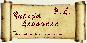Matija Lipovčić vizit kartica